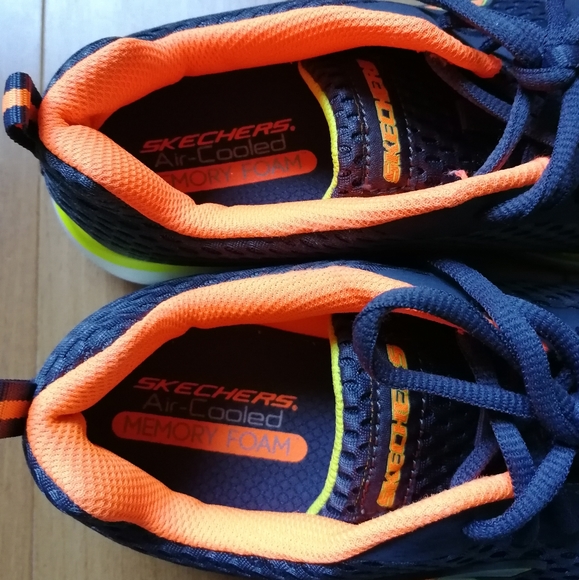 Skechers Flex Advantage Sneakers Navy with Neon Orange and Yellow MEN 6.5/ W 8.5 - Picture 12 of 13